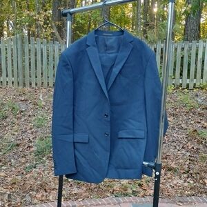 Lucci men's navy blue suit jacket 48L pants 42L